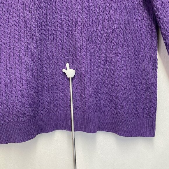 Laura Scott Cable Knit Henley Neck Pullover Sweater Women Size XL Purple Stretch - Picture 2 of 16